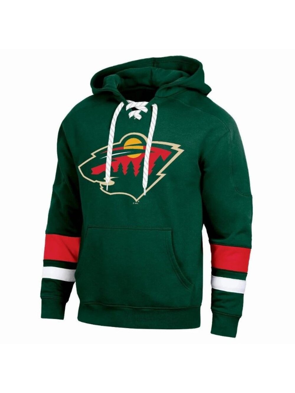 NWT NHL Minnesota Wild Men's Medium Long Sleeve Hooded Sweatshirt, Skate Lace -